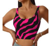 Zebra Tiger Leopard Pink Print Canotta da allenamento da donna Racerback Canotta sportiva senza maniche per yoga palestra atletica, Nero , M