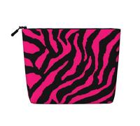 Zebra, Tiger Leopard Red Portable Cosmetics Case Fake Hemp, grande borsa per il trucco impermeabile da viaggio borsa da toilette