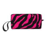 Zebra, tigre, leopardo, rosa, custodia da viaggio portatile per cosmetici con cerniera, borsa organizer per organizzare ordinatamente