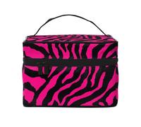 Zebra, tigre, leopardo, rosa, grande capacità, portatile, impermeabile, borsa cosmetica 23 x 17 x 16 cm, per viaggi, sport all'aria aperta, regalo di nozze, Nero , Taglia unica