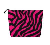 Zebra, tigre, leopardo, rosa, impermeabile, grande capacità, con cerniera, per viaggi, lavoro, casa, borsa multifunzionale per il trucco, portamonete, Nero , Taglia unica