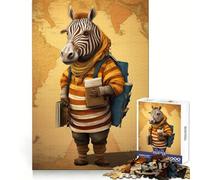 Zebra Traveler Art Puzzle da 1000 pezzi per adolescenti Esercizi di logica Divertimento tranquillo Bordi puliti Regalo festivo (50x75cm)
