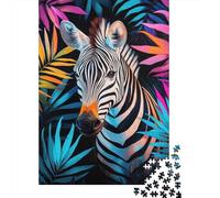 Zebra Tropicale Puzzle 1000 Pezzi Carta per Adulti Gioco di Puzzle 1000 Pezzi Giungla Colorata Relax Famiglia Decorazione Regalo Casa 52x38cm/1000pcs