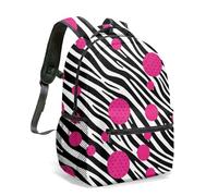 Zebra, vibrante zaino rosa a pois da 40,6 cm, stampa all-over, in bianco e nero, per viaggi e pendolarismo casual, 03, L, Casual