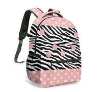 Zebra, vibrante zaino rosa a pois da 40,6 cm, stampa all-over, in bianco e nero, per viaggi e pendolarismo casual, 01, L, Casual