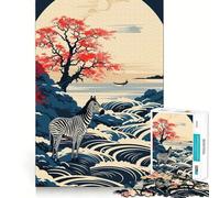 Zebra Waves Japan Vibes Puzzle da 1000 pezzi per adolescenti Stimola le capacità cognitive Divertimento con incastro perfetto Nessun pezzo si stacca Un modo coinvolgente per passare il tempo libero