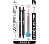 Zebra X-701 Tactical Pen - Confezione da 2 penne a sfera retrattili in acciaio inox con 2 ricariche