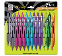 Zebra Z-Grip Ballpoint Pen Retractable Medium 1 mm Assorted Artistic Ink and Barrel Colors 24/Pack