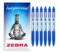 Zebra Z-Grip - Penna a sfera con inchiostro liscio, 1,0 mm, confezione da 6, in confezione di cartone zebrato (Blu)
