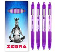 Zebra Z-Grip - Penna a sfera retrattile con inchiostro liscio, pennino da 1,0 mm, confezione da 4, in confezione regalo, colore: Viola
