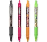 Zebra Z-Grip - Penna a sfera retrattile con inchiostro liscio, pennino da 1,0 mm, inchiostro blu, design tropicale in edizione limitata, confezione da 4 penne