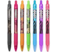 Zebra Z-Grip - Penna a sfera retrattile con inchiostro liscio, pennino da 1,0 mm, inchiostro blu e colorato, design tropicale in edizione limitata + fusti a righe stravaganti, confezione da penne