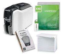 Zebra ZC100 Stampante per Tessere Kit Completo con 100 Carte PVC Bianche e Software CardPresso XXS - Stampante Badge Fronte Singolo con Nastro YMCKO