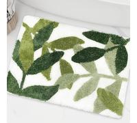 ZebraSmile Green Leaves - Tappeto da bagno in microfibra con forte assorbimento d'acqua, con retro antiscivolo all'interno, zerbino per pavimento del bagno, zerbino per interni, 80 x 40 cm