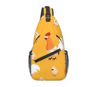 Zebrato arcobaleno colorato adatto per sport, corsa, viaggi, attività all'aperto borse a tracolla da uomo e donna, Pollo, Taglia unica, Retro