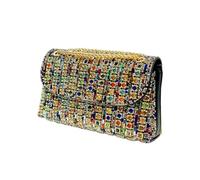 zebrum Pochette da sera da donna, borsa a tracolla con catena e strass, per cocktail, balli, feste, matrimoni, Strass scintillanti-multicolor, 8" x 2.2" x 4.3"