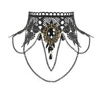 Zecouk Collana Gotica Donna Goth Accessories Choker Pizzo Collarino Nera Gotico Cocker Collana per Halloween Mascherata Carnevale Accessorio del Costume (Collana-A)