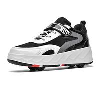 ZEDDG Scarpe con rotelle Ragazze Ragazzi Scarpe Multiuso 2 in 1 Pattini a rotelle Scarpe Sportive da Esterno per Bambina Scarpe da Skateboard Bambine,Black-41