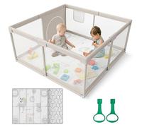 ZEEBABA Baby Laufgitter mit Matte, 119,4 x 119,4 cm Laufgitter, Laufgitter für Babys und Kleinkinder, kleine Baby-Spielstifte, großes Laufgitter für Kleinkinder, Spielhof für Säuglinge mit 119,4 cm Spielstift (playpen-47-gray with mat)