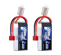 Zeee 2S Lipo Batteria 50C 2200mAh 7.4V Batteria Corta con Spina T (2 Pezzi) | Batteria RC per 1/16 Slash RC Auto RC Camion RC Elicottero Aereo Quadcopter Drone RC Barca da Corsa Modelli