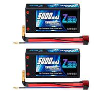 Zeee 2S LiPo Batteria 7,4 V 100 C 5000 mAh Custodia rigida corta con connettore a sfera a Deans T da 4,0 mm per RC Car RC Truck Aereo Elicottero Barca Buggy Wing (2 confezioni)