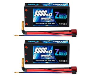 Zeee 2S LiPo Batteria 7,4 V 100 C 5000 mAh Custodia rigida corta con connettore a sfera a Deans T da 4,0 mm per RC Car RC Truck Aereo Elicottero Barca Buggy Wing (2 confezioni)