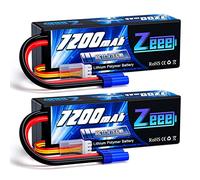 Zeee 3S LiPo 11.1V 80C 7200mAh Batteria RC con connettore EC5 (2pcs) | Batteria RC hardcase per RC auto, camion, barche, truggy e modellismo RC