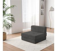 ZeeFu Divano-letto pieghevole in memory foam con cuscino, poltrona futon, letto per gli ospiti e divano pieghevole, fodera lavabile, misura doppia (grigio)