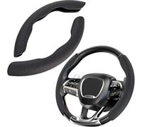 ZEEGII Coprivolante Auto per Volvo XC90 2010-2023 2024 2025, Coprivolante per Auto in Pelle Scamosciata, Protezione Volante, Design Segmentato A Farfalla, Antiscivolo Ultraleggero,O-01