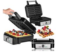 ZEEGMA GOFREE CHEF Macchina per Waffel Potenza Elevata 1200 W Per Waffel belgi, Doppio Rivestimento Antiaderente, Regolazione Temperatura, Spia Pronto all'Uso, Waffel Spessi Piastre profonde