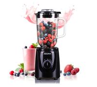 ZEEGMA GRAND VITAMINE BASE Minipimer multifunzione Potenza Picco 1829 W, Frullatore a Immersione con Bicchiere in Vetro da 2,2 l 5 Velocità, Modalità Pulse, 6 Lame, Trittaghiaccio
