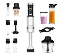 ZEEGMA HANDY NUTTIG Frullatore a Immersione Multifunzione 11-in-1 Potenza 1500 W Set di Accessori: Per Frullati Per Purea Tritatutto Macinacaffè Bicchiere Frusta Sbattiuova Fruste a filo, Montalatte