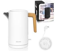 ZEEGMA KETLEE Bollitore Elettrico senza Fili 1,7 L per Tè Caffè, Potenza 2200 W, Indicatore Livello Acqua, Spegnimento automatico, Acciaio INox, Design moderno ed elegante (Bianco, KETLEE)