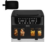 ZEEGMA Knapper Dual Friggitrice ad Aria 1700 W con 2 Cestelli, 9 L | 11 Programmi, Temperatura 60-200°C, Timer fino a 60 Minuti, Riscaldamento in 60 Secondi, Pannello Touch
