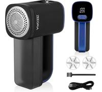 ZEEGMA LINTEE BLACK Levapelucchi Potente per Vari Tessuti 5W, 3 Set di Lame, 3 Livelli di Velocità, Serbatoio 100 g, Display LCD, Batteria 1800 mAh, Illuminazione LED, Cavo USB C