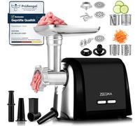 ZEEGMA Molen Chef Tritacarne Elettrico per carne, formaggi e tagliaverdure Potenza di picco 1900W, 4 Piastre di molatura in acciaio inox, Macchina per Salsicce, Sminuzzamento, Grattugia, Attacco kubbe