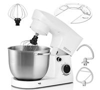 ZEEGMA PLANEET EASY Robot planetario Robot da cucina multifunzionale con ciotola, frullatore a 10 velocità con gancio, agitatore, frusta, coperchio con misure (Bianco, Planeet Easy)