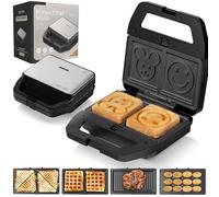 ZEEGMA ROTEE CHEF MULTI Tostiera Multifunzione 800 W 5 in 1, per Toast Pane Waffles Panini Biscotti Griglia, Tostapane, Piastre antiaderenti Protezione dal Surriscaldamento