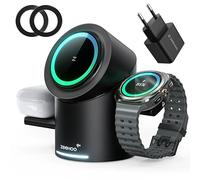 ZEEHOO Caricabatterie Wireless con Caricabatterie Magsafe, Stazione di Ricarica Induttiva da 15 W per Samsung Galaxy Watch Ultra, Stazione di Ricarica 3 in 1 per iPhone 16, 15, 14, 13, 12 e AirPods