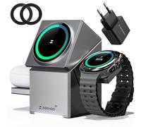 ZEEHOO Stazione di ricarica 3 in 1 Apple, stazione di ricarica Magsafe per Samsung Galaxy Watch Ultra, 15 W QI2 Wireless Charger per iPhone 16 15, 14, 13, 12 serie (caricatore USB-C da 30 W)