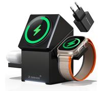 ZEEHOO Stazione di Ricarica 3 in 1 per Magsafe, CubeTrick-X Qi2 15 W Fast Wireless Charger Stand per Apple Watch, per iPhone 16, 15, 14, 13, 12 (caricatore USB-C da 30 W incluso)