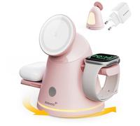 ZEEHOO Stazione di ricarica wireless 4 in 1 per Apple, caricabatterie magnetico e luce dimmerabile, caricabatterie wireless Qi2 da15W per iPhone17,16,15,14,13, iWatch, Samsung Galaxy Watch