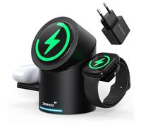 ZEEHOO - Stazione di ricarica wireless CylinTrick-R Qi2 da 15 W, stazione di ricarica 3 in 1, per Apple Watch, per iPhone, per AirPods (adattatore per caricabatterie da 30 W incluso)