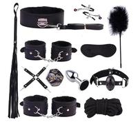 ZeeKoug 12 Pezzi Nero in Pelle Yoga Set di Allenamento Accessori, Dimensioni Regolabili, Stili Diversi, Home Training Aids, Regali per Coppia