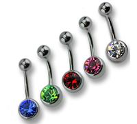 Zeeme Piercing Set Piercing Ombelico 5 Pezzi Acciaio Chirurgico 316L Multicolore