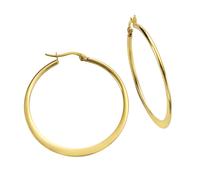 Zeeme Stainless Steel Acciaio Inox Giallo Orecchini Creoli Lucidi Lucidi Donna