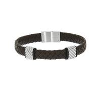 Zeeme Stainless Steel Bracciale Pelle Acciaio Inox Marrone Magnete Unisex NUOVO