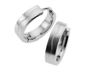 Zeeme Stainless Steel orecchini a cerchio donna uomo acciaio inox opaco/lucid...