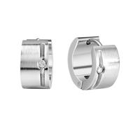 Zeeme Stainless Steel orecchini donna creoli in acciaio inox con zirconi bianchi