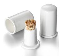 zeeooil Set di 2 porta stuzzicadenti in ceramica con coperchio (bianco)